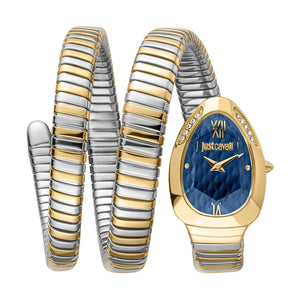 Just Cavalli Glam Evo 9 Blue Dial Two Tone Steel Strap Watch for Women - JC1L224M0075 Authentic Buy Shop Now