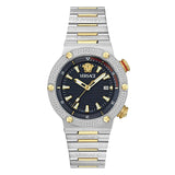 Versace Greca Logo Diver Quartz Black Dial Two Tone Steel Strap Watch for Men - VE8G00424 Authentic Buy Shop Now