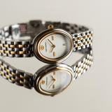 Tory Burch Oval White Dial Two Tone Steel Strap Watch for Women - TBW6033 Authentic Buy Shop Now