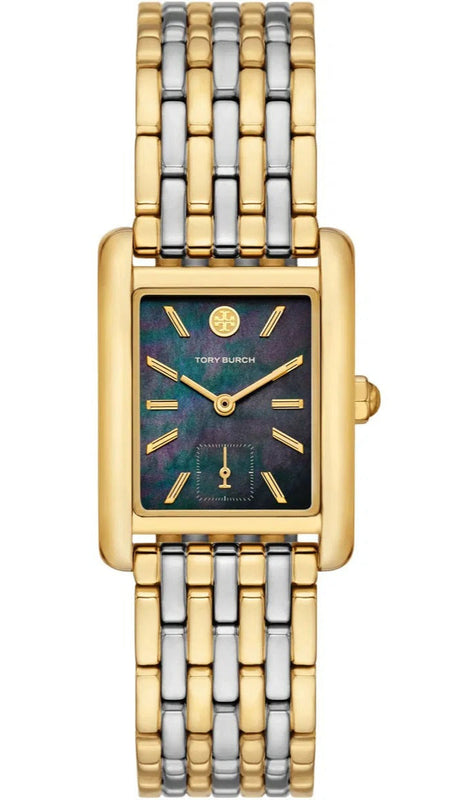 Tory Burch Eleanor Mother of Pearl Black Dial Two Tone Steel Strap Watch for Women - TBW1084 Authentic Buy Shop Now