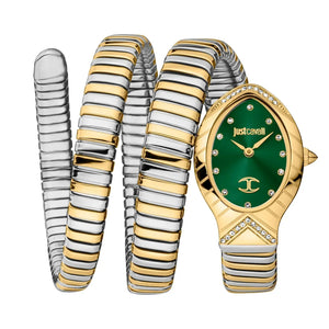 Just Cavalli Classico Lungo Green Dial Two Tone Steel Strap Watch for Women - JC1L248M0065 Authentic Buy Shop Now