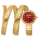 Just Cavalli Enchanting Red Dial Gold Steel Strap Watch for Women - JC1L302M0035 Authentic Buy Shop Now
