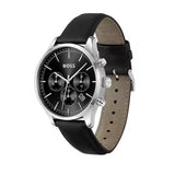 Hugo Boss Avery Chronograph Black Dial Black Leather Strap Watch for Men - 1514211 Authentic Buy Shop Now