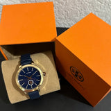 Tory Burch Collins Quartz Blue Dial Blue Leather Strap Watch for Women - TBW1203 Authentic Buy Shop Now