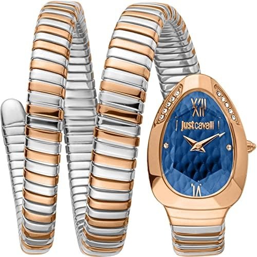 Just Cavalli Serpente Metallica Blue Dial Two Tone Steel Strap Watch for Women - JC1L224M0095 Authentic Buy Shop Now