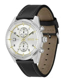 Hugo Boss Skytraveller Chronograph Silver Dial Black Leather Strap Watch for Men - 1514147 Authentic Buy Shop Now