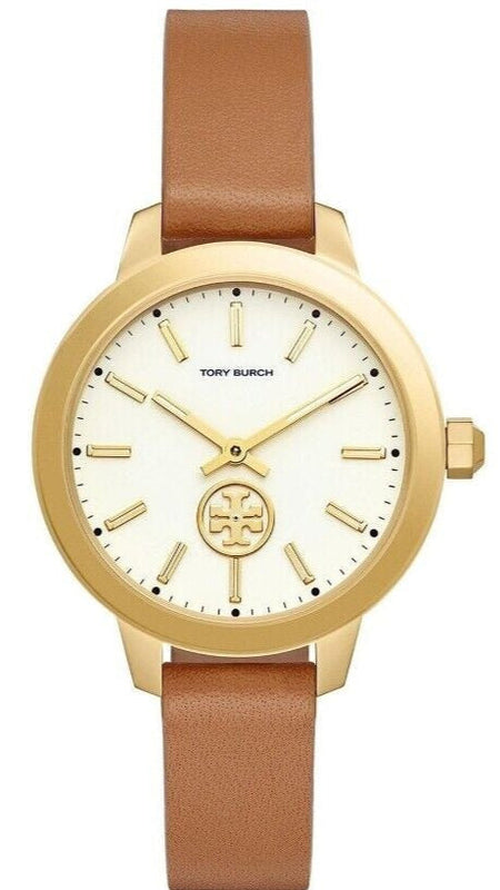 Tory Burch Collins Quartz White Dial Brown Leather Strap Watch for Women - TBW1202 Authentic Buy Shop Now