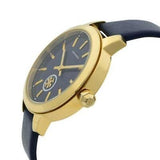 Tory Burch Collins Quartz Blue Dial Blue Leather Strap Watch for Women - TBW1203 Authentic Buy Shop Now