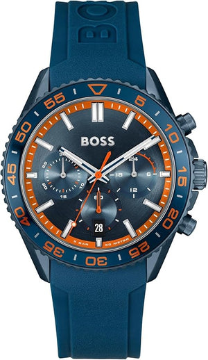 Hugo Boss Runner Chronograph Blue Dial Blue Silicone Strap Watch for Men - 1514142 Authentic Buy Shop Now
