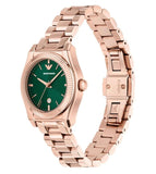 Emporio Armani Federica Analog Green Dial Rose Gold Steel Strap Watch for Women - AR11639 Authentic Buy Shop Now