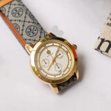 Tory Burch Classic Chronograph White Dial Grey Nylon Strap Watch for Women - TBW1035 Authentic Buy Shop Now