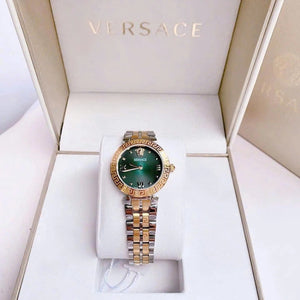 Versace Daphnis Quartz Green Dial Two Tone Steel Strap Watch for Women - VEOCA0424 Authentic Buy Shop Now