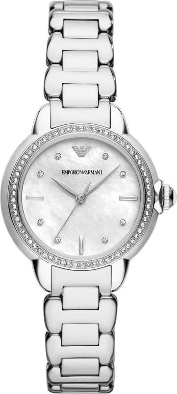 Emporio Armani Mia Mother of Pearl Dial Silver Steel Strap Watch for Women - AR11596 Authentic Buy Shop Now
