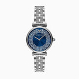 Emporio Armani Gianni T-Bar Blue Dial Silver Steel Strap Watch for Women - AR11627 Authentic Buy Shop Now