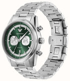 Emporio Armani Racer Chronograph Green Dial Silver Steel Strap Watch for Men - AR11637 Authentic Buy Shop Now