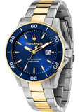 Maserati Competizione Diver Blue Dial Two Tone Steel Strap Watch for Men - R8873600010 Authentic Buy Shop Now