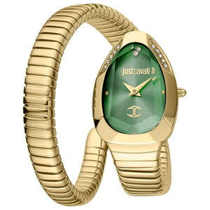 Just Cavalli Serpente Metallica Green Dial Gold Steel Strap Watch for Women - JC1L208M0045 Authentic Buy Shop Now