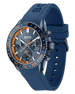 Hugo Boss Runner Chronograph Blue Dial Blue Silicone Strap Watch for Men - 1514142 Authentic Buy Shop Now