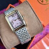Tory Burch Eleanor Mother of Pearl Pink Dial Gold Steel Strap Watch for Women - TBW1077 Authentic Buy Shop Now