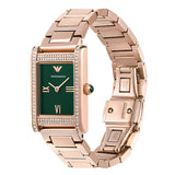 Emporio Armani Genni Green Dial Rose Gold Steel Strap Watch for Women - AR11641 Authentic Buy Shop Now