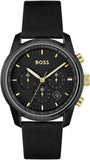 Hugo Boss Trace Chronograph Black Dial Black Leather Strap Watch for Men - 1514003 Authentic Buy Shop Now