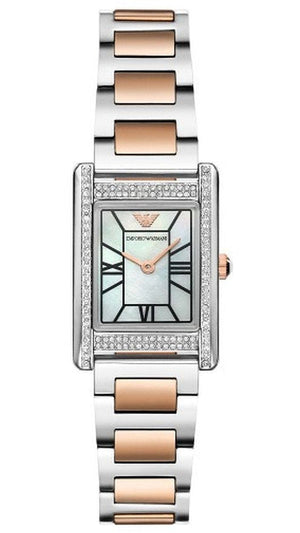 Emporio Armani Genni Mother of Pearl Dial Two Tone Steel Strap Watch for Women - AR11626 Authentic Buy Shop Now