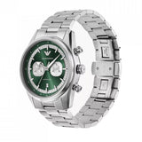 Emporio Armani Racer Chronograph Green Dial Silver Steel Strap Watch for Men - AR11637 Authentic Buy Shop Now