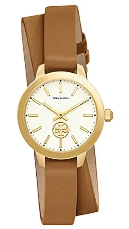 Tory Burch Collins Quartz White Dial Brown Leather Strap Watch for Women - TBW1304 Authentic Buy Shop Now