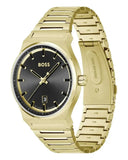 Hugo Boss Candor Black Dial Gold Steel Strap Watch for Men - 1514077 Authentic Buy Shop Now