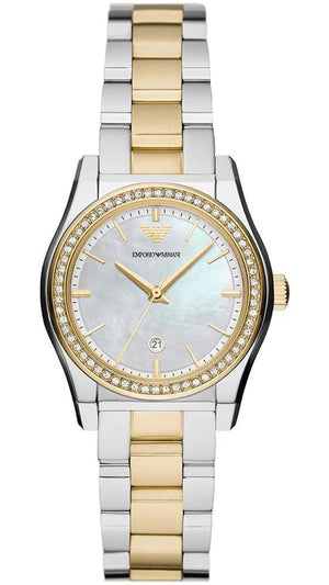 Emporio Armani Federica Mother of Pearl Dial Two Tone Steel Strap Watch for Women - AR11559 Authentic Buy Shop Now