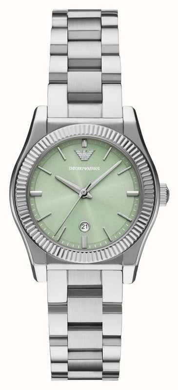 Emporio Armani Federica Mint Green Dial Silver Steel Strap Watch for Women - AR11656 Authentic Buy Shop Now