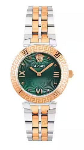 Versace Daphnis Analog Green Dial Two Tone Steel Strap Watch for Women - VEOCA0224 Authentic Buy Shop Now