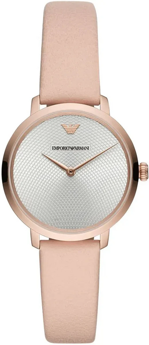 Emporio Armani Modern Silver Dial Pink Leather Strap Watch for Women - AR11160 Authentic Buy Shop Now