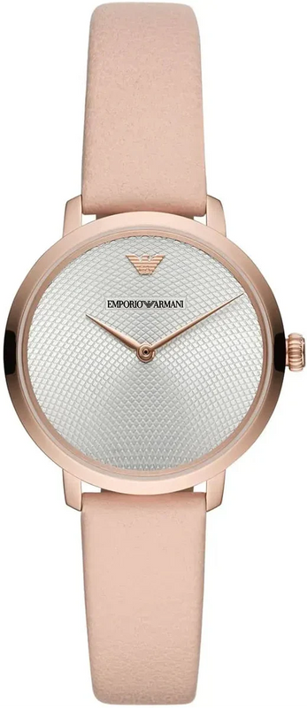 Emporio Armani Modern Silver Dial Pink Leather Strap Watch for Women - AR11160 Authentic Buy Shop Now