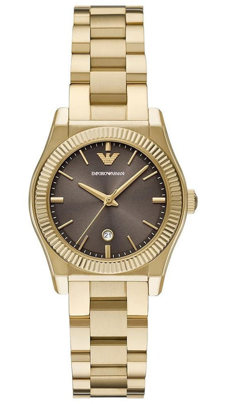Emporio Armani Federica Brown Dial Gold Steel Strap Watch for Women - AR11700 Authentic Buy Shop Now