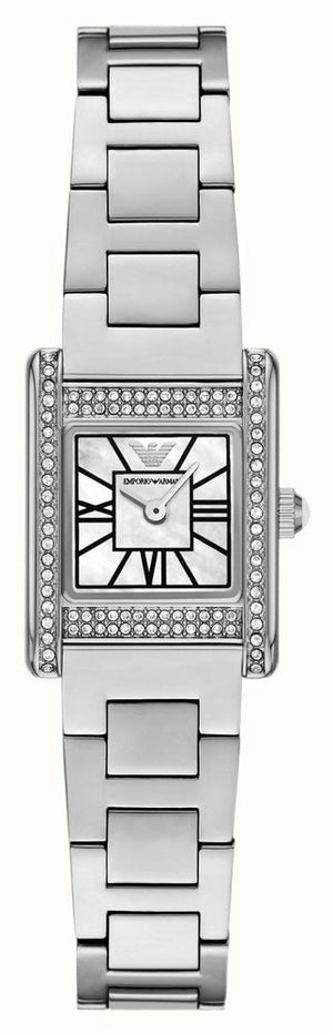 Emporio Armani Genni Analog Mother of Pearl Dial Silver Steel Strap Watch for Women - AR11662 Authentic Buy Shop Now