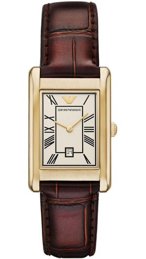 Emporio Armani Gino White Dial Brown Leather Strap Watch for Men - AR11665 Authentic Buy Shop Now