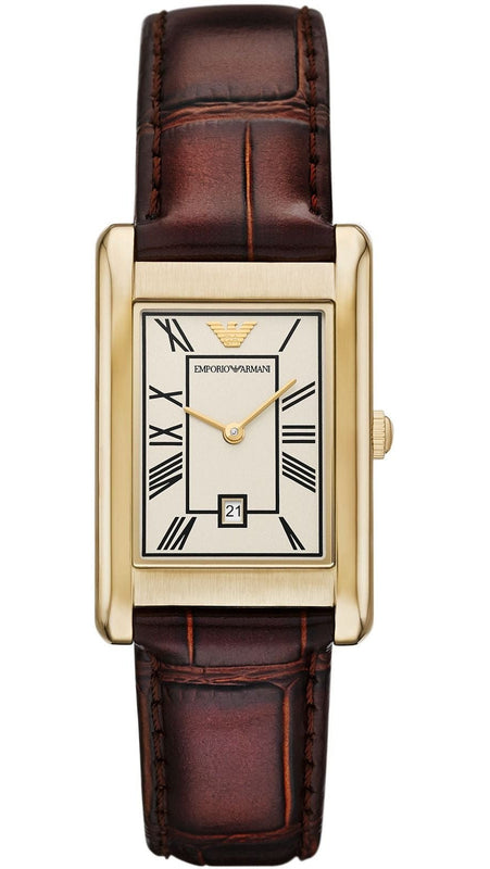 Emporio Armani Gino White Dial Brown Leather Strap Watch for Men - AR11665 Authentic Buy Shop Now