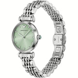 Emporio Armani Gianni T Bar Green Dial Silver Steel Strap Watch for Women - AR11667 Authentic Buy Shop Now