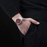 D1 Milano Ultra Thin Bordeaux Red Dial Silver Steel Strap Watch for Unisex - D1-UTBJ11 Authentic Buy Shop Now