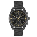 Hugo Boss Skytraveller Chronograph Black Dial Black Mesh Strap Watch for Men - 1514150 Authentic Buy Shop Now