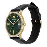 Emporio Armani Minimalist Green Dial Black Leather Strap Watch for Men - AR11601 Authentic Buy Shop Now
