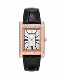 Emporio Armani Genni Silver Dial Black Leather Strap Watch for Women - AR11624 Authentic Buy Shop Now