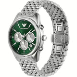 Emporio Armani Antonio Chronograph Green Dial Silver Steel Strap Watch for Men - AR11581 Authentic Buy Shop Now