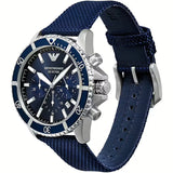 Emporio Armani World Explorer Chronograph Blue Dial Blue Nylon Strap Watch for Men - AR11588 Authentic Buy Shop Now
