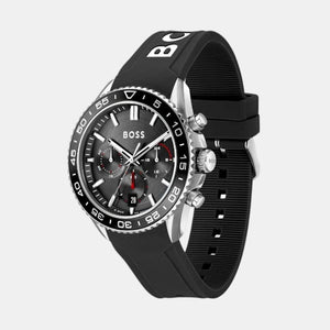 Hugo Boss Runner Chronograph Black Dial Black Silicone Strap Watch for Men - 1514141 Authentic Buy Shop Now