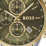 Hugo Boss Grand Prix Chronograph Green Dial Two Tone Steel Strap Watch for Men - 1514227 Authentic Buy Shop Now