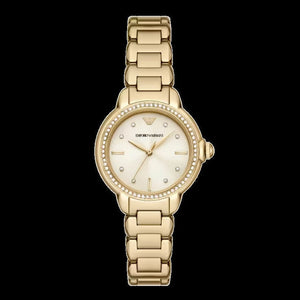 Emporio Armani Mia Crystals Gold Dial Gold Steel Strap Watch for Women - AR11609 Authentic Buy Shop Now