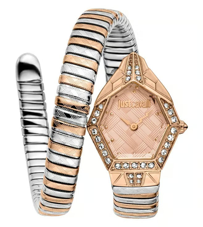 Just Cavalli Ornato Pink Dial Two Tone Steel Strap Watch for Women - JC1L303M0065 Authentic Buy Shop Now