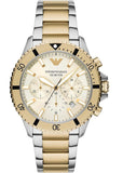 Emporio Armani World Explorer Chronograph Cream Dial Two Tone Steel Strap Watch for Men - AR11606 Authentic Buy Shop Now